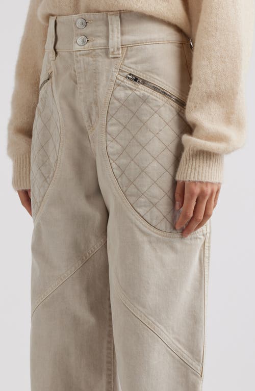 Shop Isabel Marant Catarina Zip Pocket Tapered Leg Cotton Twill Pants In Ecru