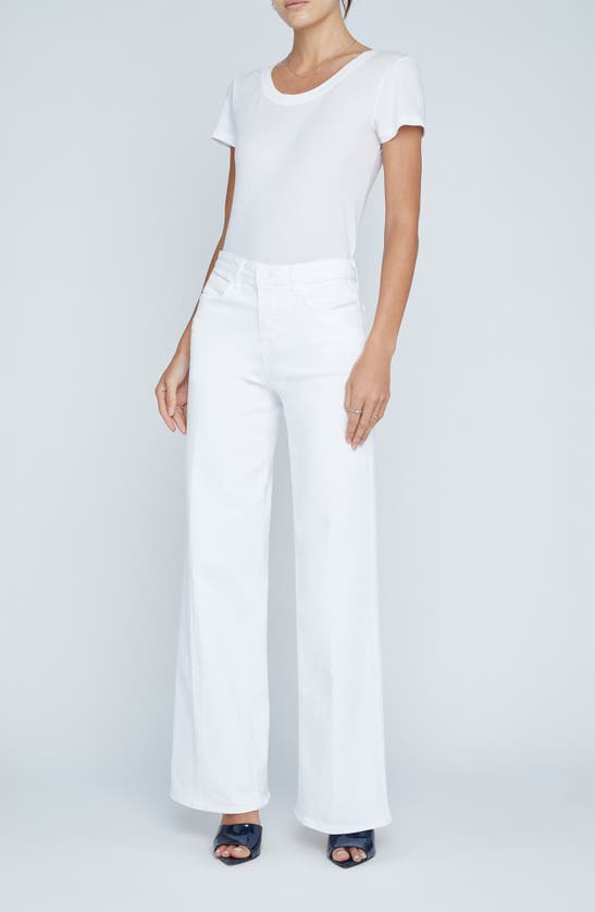 Shop L Agence Alicent Wide Leg Jeans In Blanc