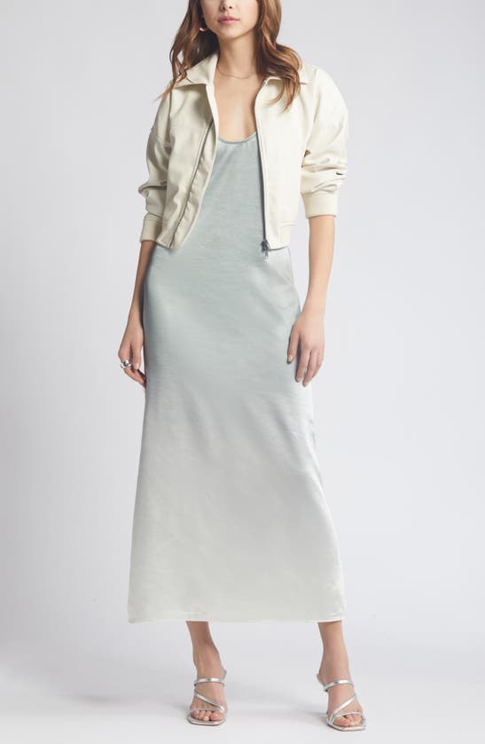 Open Edit Racerback Satin Maxi Dress In Green Ombre