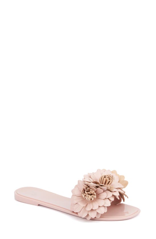 Shop New York And Company Anella 3d Flower Slide Sandal In Nude