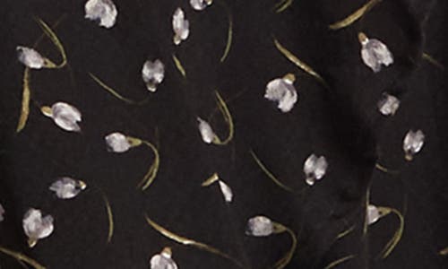 Shop Lovestitch Floral Print 3/4 Sleeve Midi Wrap Dress In Grey/black/combo