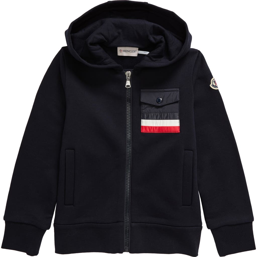 Moncler Kids' Full Zip Hoodie In Navy Blue