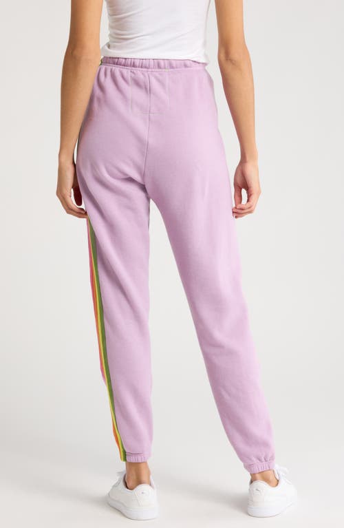 Aviator Nation Stripe Sweatpants In Mauve/pink Green