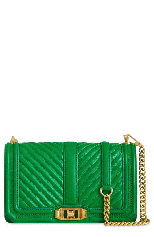 Rebecca Minkoff Love Chevron Quilted Leather Crossbody Bag in Envy