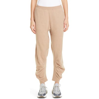 Stella Mccartney Tina Gathered Wool Jogger Sweater Pants, US / 46 IT - Beige