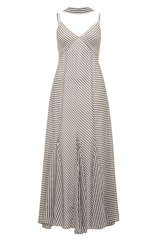 Shop Ever New Directional Stripe Maxi Dress With Scarf In Chocolate Monte Stripe