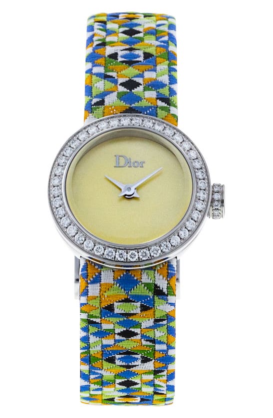 Shop Watchfinder & Co. Christian Dior  La D De Dior Fabric Strap Watch, 19mm In Yellow