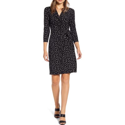 Anne Klein Dot Faux Wrap Dress, Black