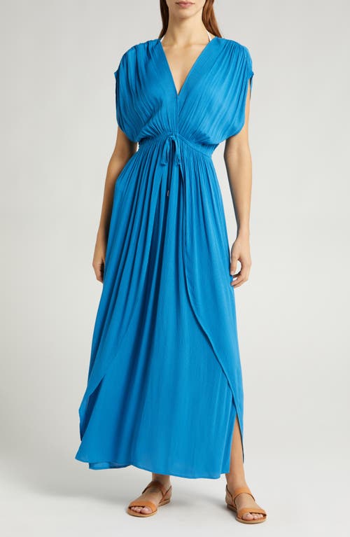 Wrap Maxi Cover-Up Dress in Blue Bright