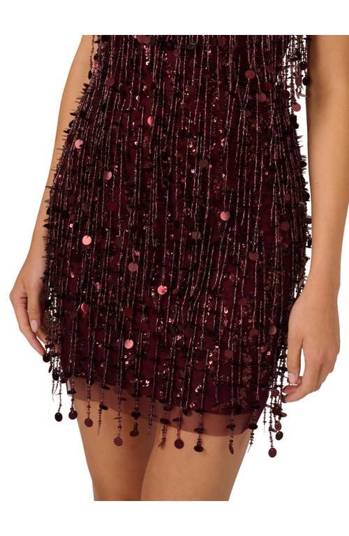 Shop Liv Foster Beaded Cocktail Minidress In Blackened Red