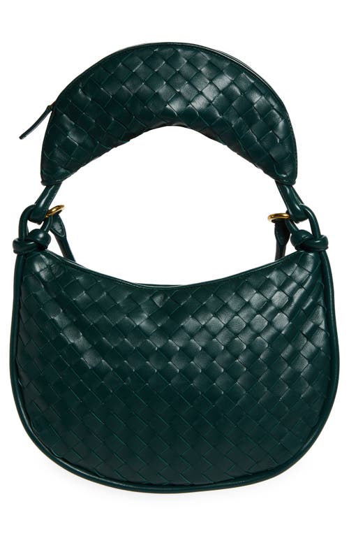 Shop Bottega Veneta Medium Gemelli Intrecciato Shoulder Bag In Emerald Green/brass