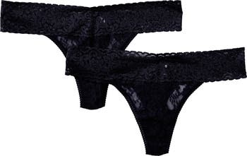 Felina Women's Stretchy Lace Low Rise Thong - Seamless Panties (6-Pack)  (Bare Essentials, M/L)