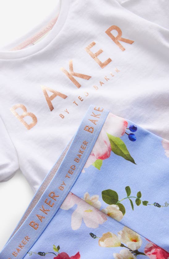 Shop Baker By Ted Baker Logo T-shirt & Floral Leggings Set In Blue