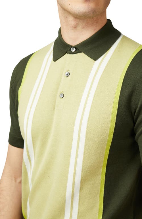 Ben Sherman Vertical Stripe Organic Cotton Polo Sweater In Camouflage
