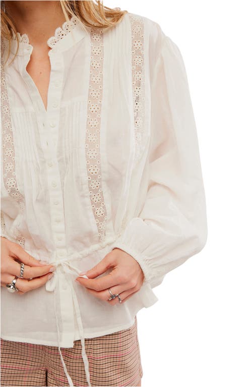 Shop Free People Best Of Me Lace Tie Waist Shirt In Optic White