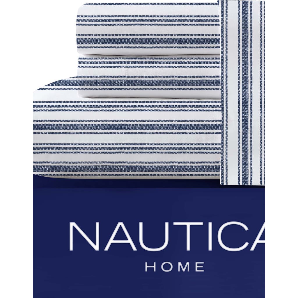 Nautica Coleridge Stripe Sheet Set In Marine Blue