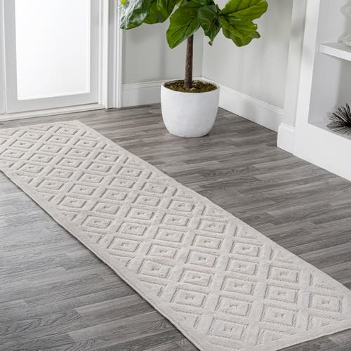 Jonathan Y Portmany Neutral Diamond Trellis Indoor/outdoor Area Rug In Ivory