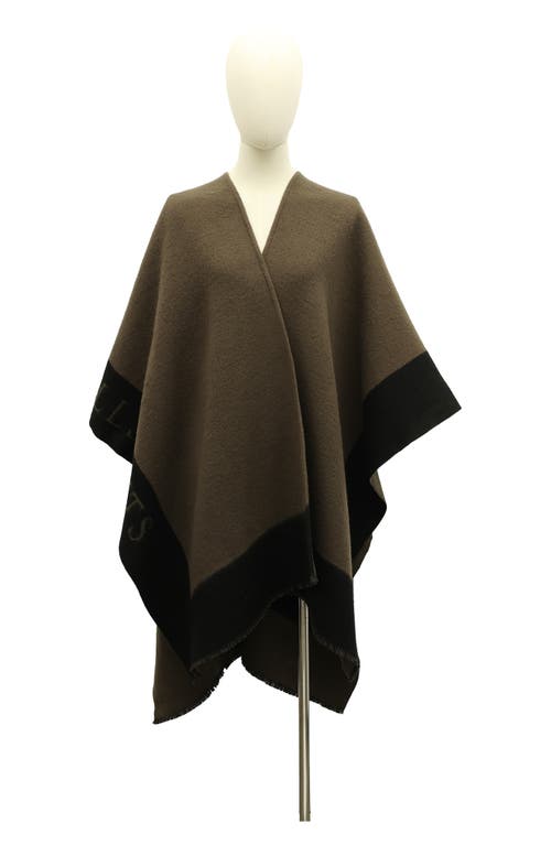 Allsaints Logo Border Wool Ruana In Green/black