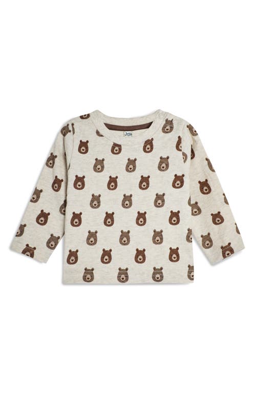 JOJO MAMAN BÉBÉ JOJO MAMAN BEBE LONG SLEEVE BEAR PRINT T-SHIRT & APPLIQUÉ OVERALLS SET 