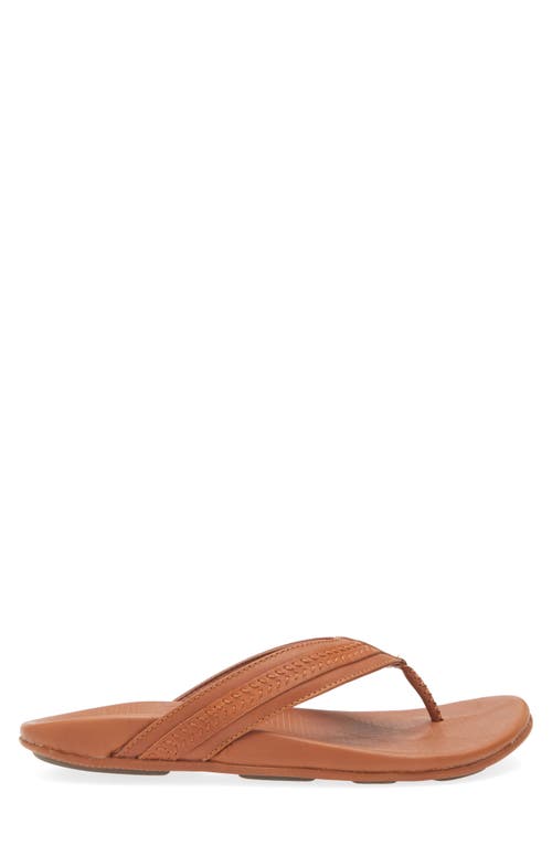 Shop Olukai Aho Leather Flip Flop In Fox/fox