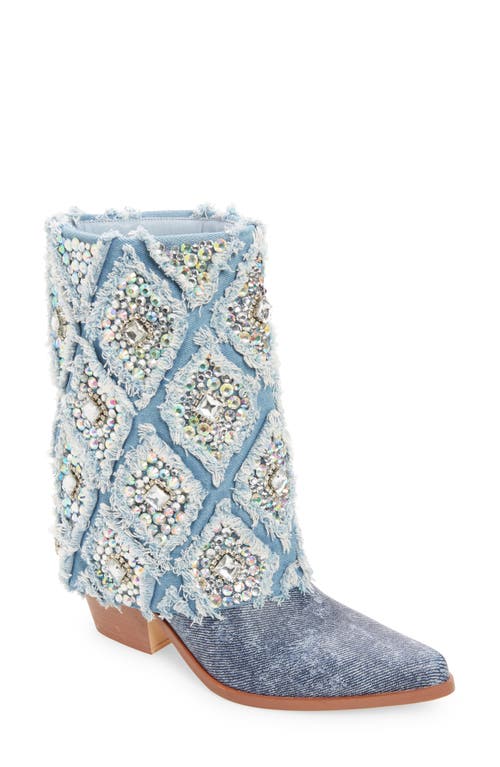 Stagecoach Foldover Shaft Pointed Toe Bootie in Denim