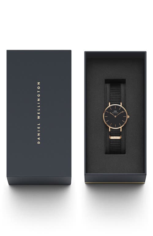 Daniel Wellington Classic Petite Nato Strap Watch, 28mm In Black/rose Gold