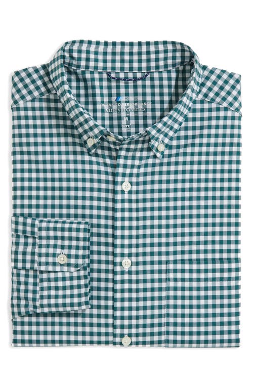 Classic Fit On-The-Go brrrº Gingham Button-Down Shirt in Charleston Green