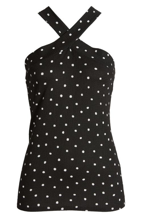 Shop Loveappella Polka Dot Halter Top In Black