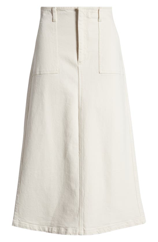 Shop Le Jean Jocelyn Denim Midi Skirt In Bone