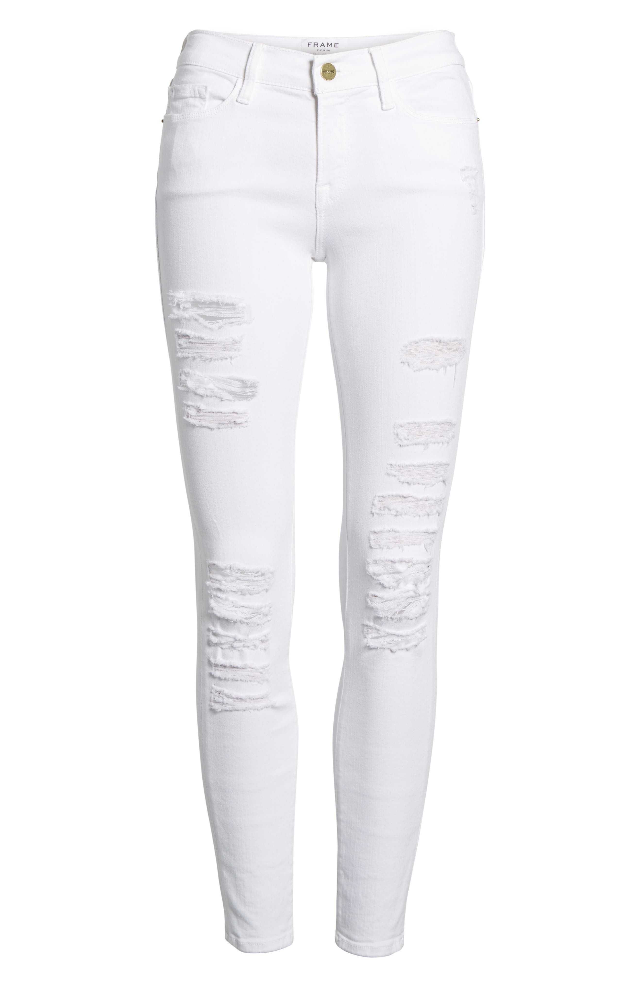 frame white ripped jeans