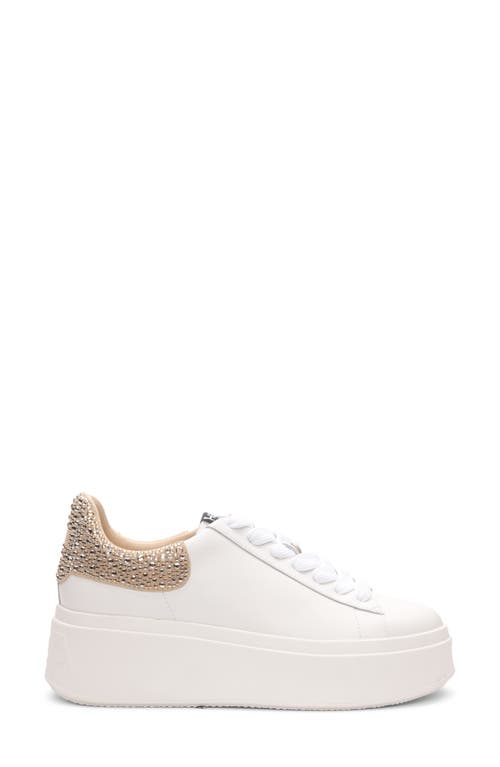 Shop Ash Moby Strass Platform Sneaker In White/biscuit