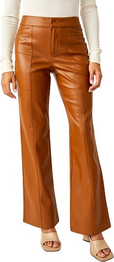 Free People Uptown High Waist Faux Leather Flare Pants