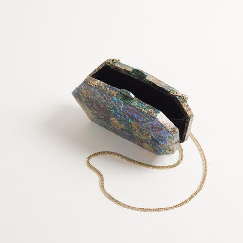 Freya Rose Jaya Green  Clutch Bag In Iridescent Green Hue