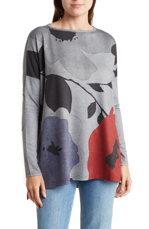 Shop Go Couture Dolman Sleeve Knit Top In Grey/blue Perennial
