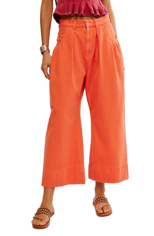 Shop Free People Sweet Talk Wide Leg Chinos In Red Mango