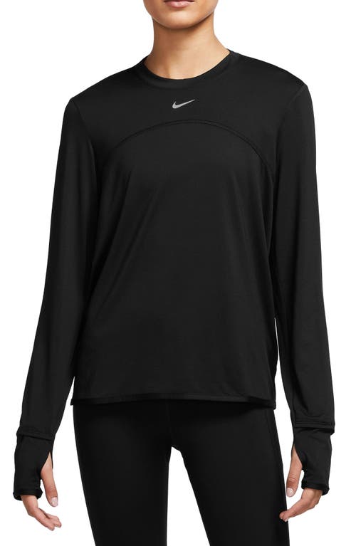Nike Women's Dri-fit Swift Element Uv Crew-neck Running Top In Black/reflective Silv