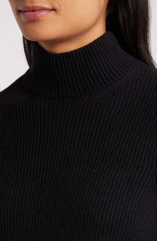 Shop Anne Klein Mock Neck Rib Sweater In Anne Black