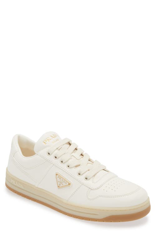 Shop Prada Downtown Leather Sneaker In Avorio