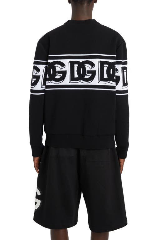 Shop Dolce & Gabbana Dolce&gabbana Dg Logo Jacquard Crewneck Sweater In Nero/bianco