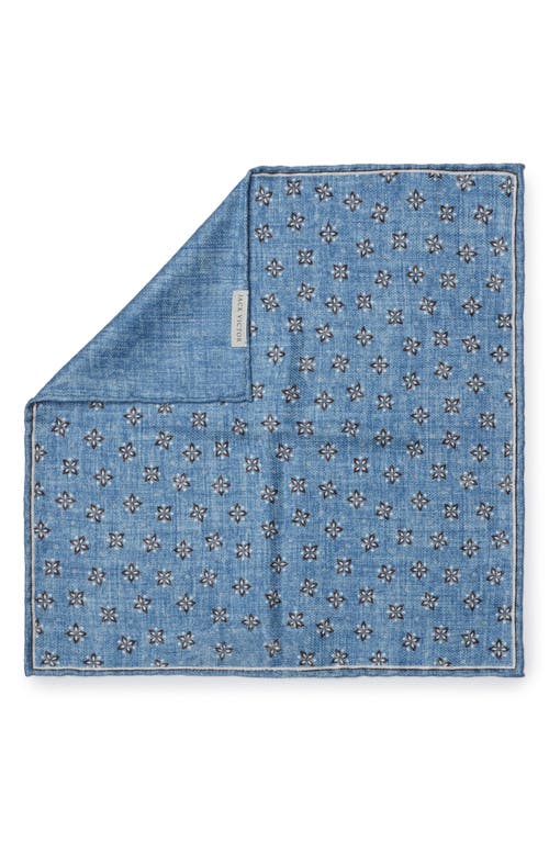 Jack Victor Severn Reversible Silk Pocket Square in Sky Blue 