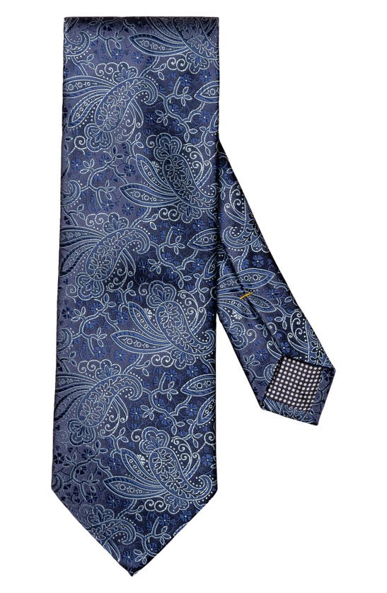 Shop Eton Paisley Floral Silk Tie In Navy