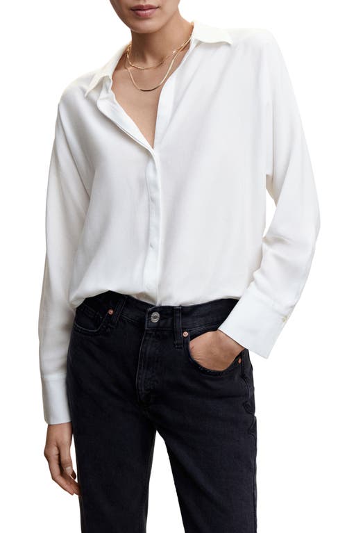 MANGO Hidden Button Long Sleeve Shirt in Off White