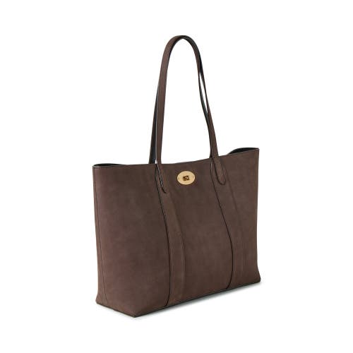 Shop Mulberry Bayswater Nubuck Tote In Ebony