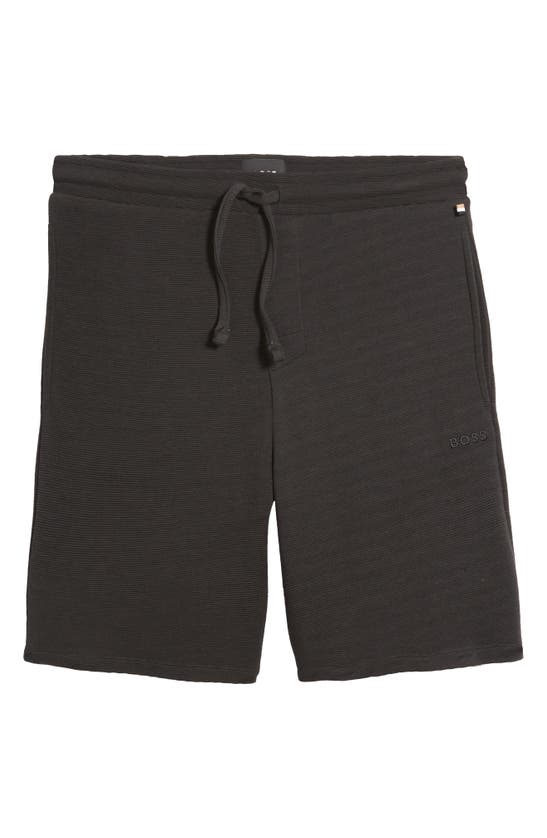 Shop Hugo Boss Ribbed Pajama Shorts In Black