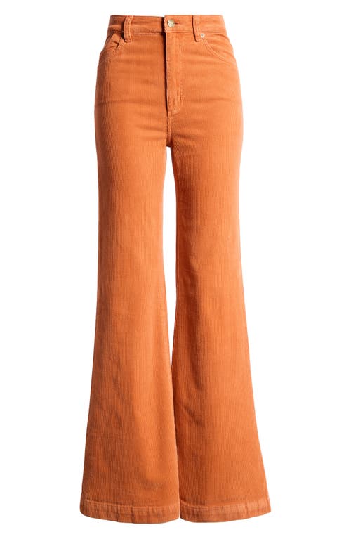 Shop Rolla's East Coast Flare Leg Corduroy Pants In Rust