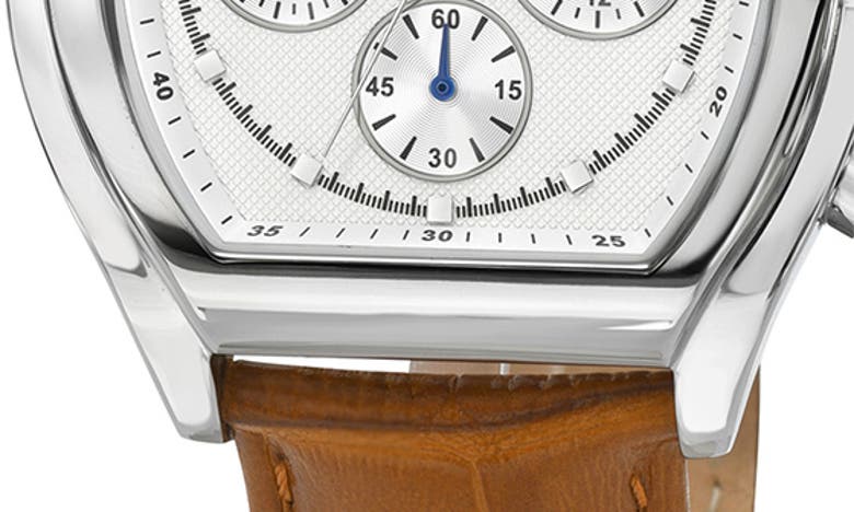 Porsamo Bleu Roman Chronograph Croc Embossed Leather Strap Watch, 42mm In Brown