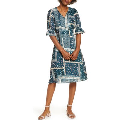 Chelsea28 Mixed Print A-Line Dress, Blue/green