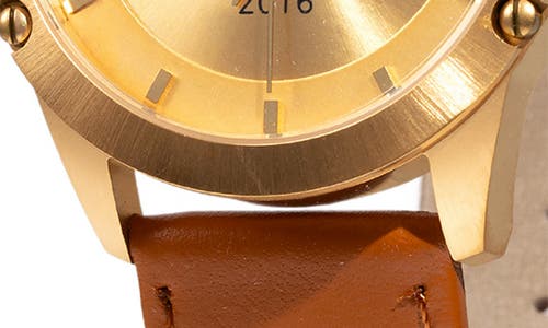 Spgbk Watches Men's Ferguson Three Hand Quartz Tan Leather Watch 44mm In Gold