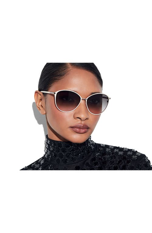 Tom Ford Penelope 59mm Gradient Round Sunglasses In Shiny Rose Gold/smoke