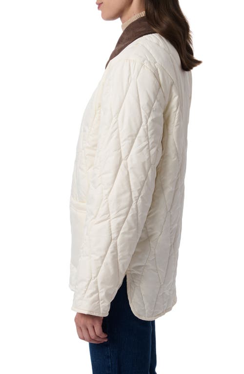 Bernardo Corduroy Collared Quilted Jacket In Ecru
